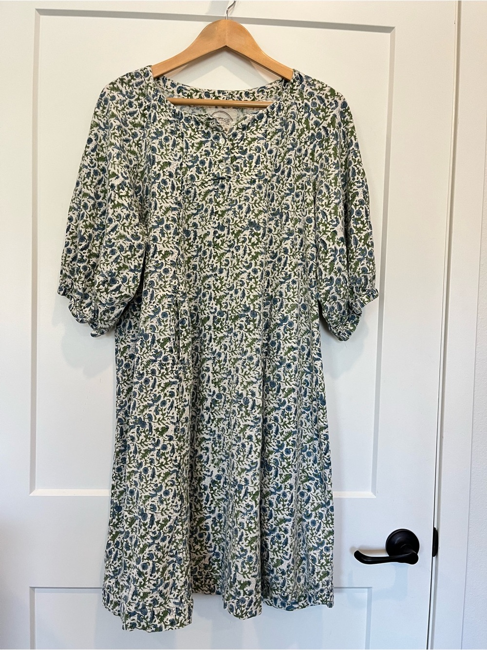 Auntie Oti floral 100% cotton cottagecore boho country cowgirl midi dress size L